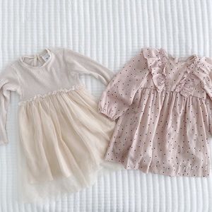 Gold Pink Girl’s ZARA Tulle Polka Dot Dress Lot sz 2-3T